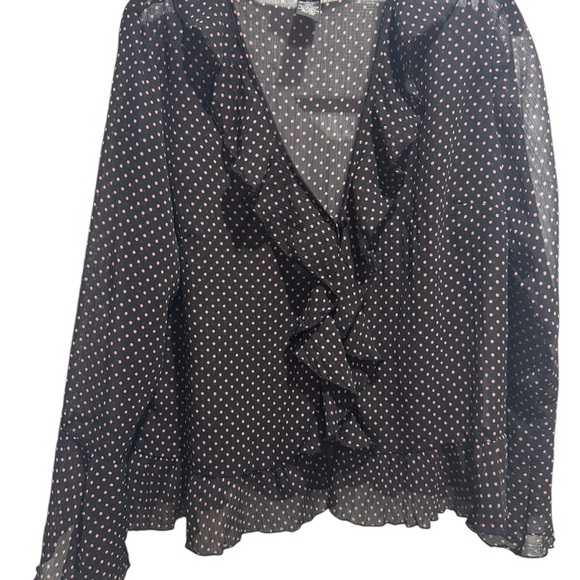 Studio 1940 Black and Pink Polka Dot Blouse - Picture 6 of 6